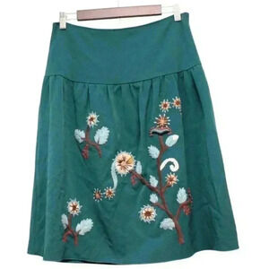 NWOT Y2K Skirt Size 6 Embroidered Cottagecore Fall Ruffle Pleated Lined Artsy